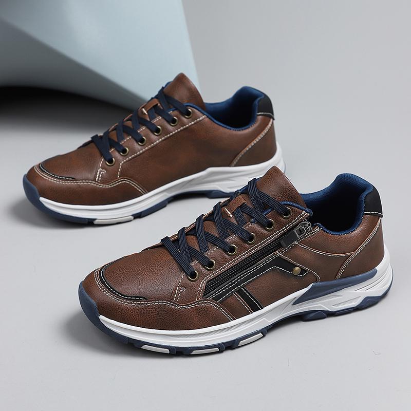 TUINANLE Mens Wide Fit Breathable PU Sneakers Casual Outdoor Flat Trainers Large Size 39-48 Soft Sole Non Slip Comfortable