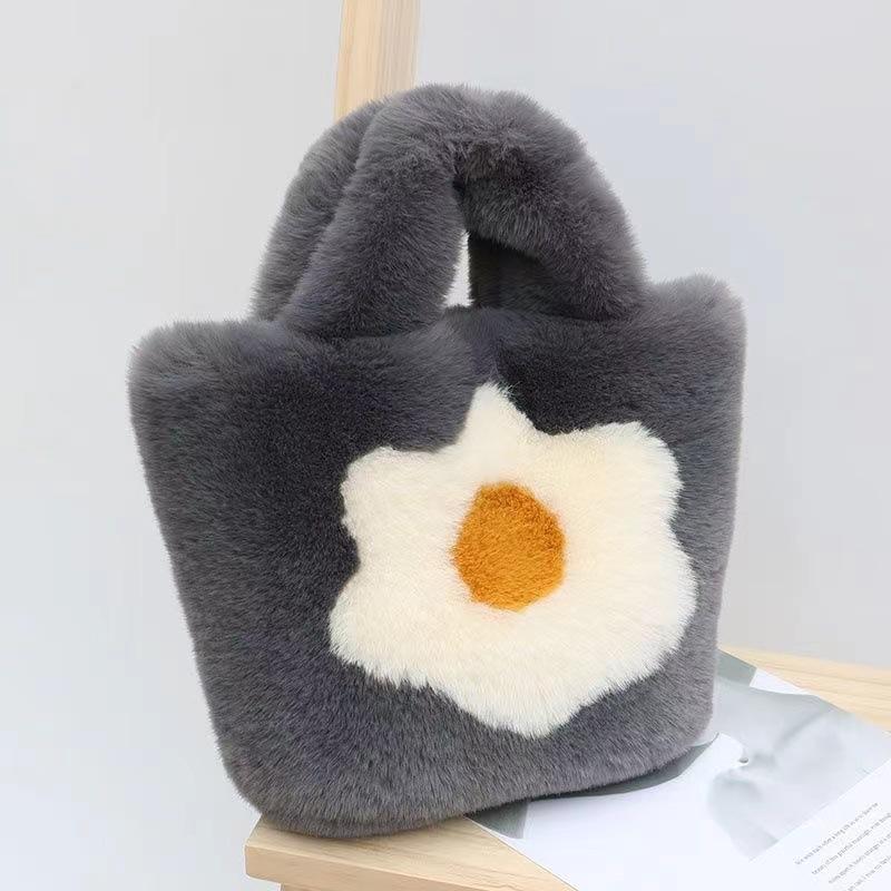 Autumn new tote bag plush bag poached egg fried egg sunflower handbag messenger bag shoulder bag