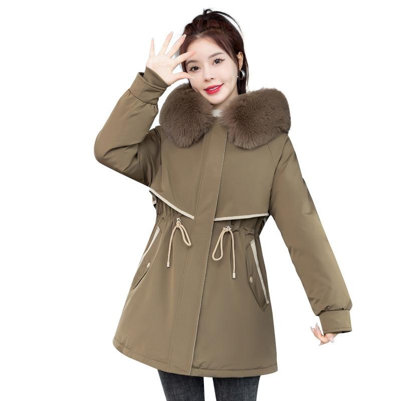 Women's new removable liner has one dress and three wears medium and long winter big fur collar jackets.