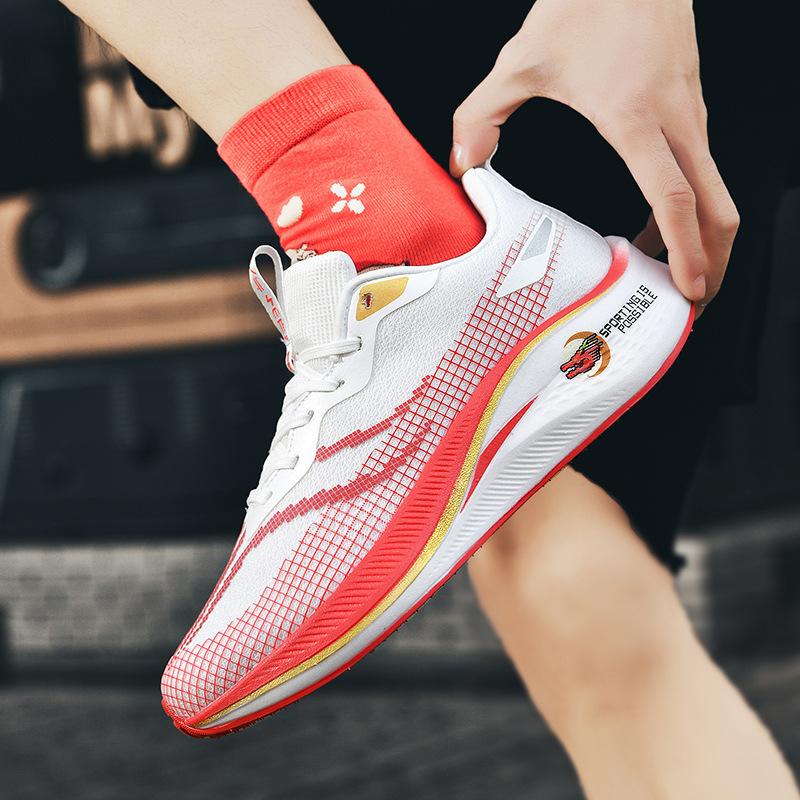 Running shoes men's new ultra-light shock-absorbing breathable MD carbon plate rubber patch sole running shoes youth sports shoes women's shoes