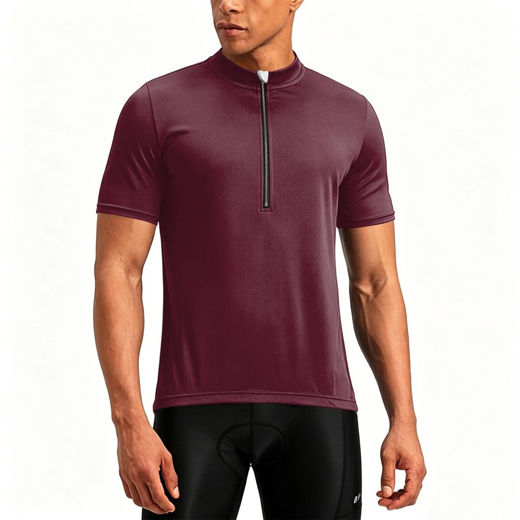 Herren Kurzarm Fahrradtrikot Halbreißverschluss Atmungsaktiv Schnelltrocknend Leichtgewicht Performance Shirt für Outdoor-Sport und Bewegung
