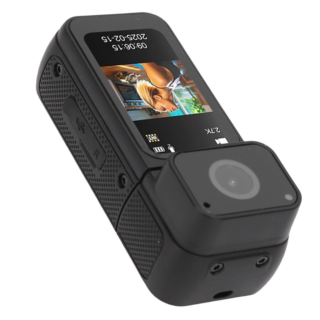 2.7K Thumb Action Camera Wearable Portable Camcorder with Magnetic Lanyard 180 Degree Rotation POV Recording for Work Travel Pet Walk