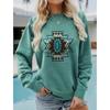 Bohemian Women's Autumn And Winter Round Neck Long Sleeved Fashions Retro Color Blocked Printed Sweatshirt Casual Top