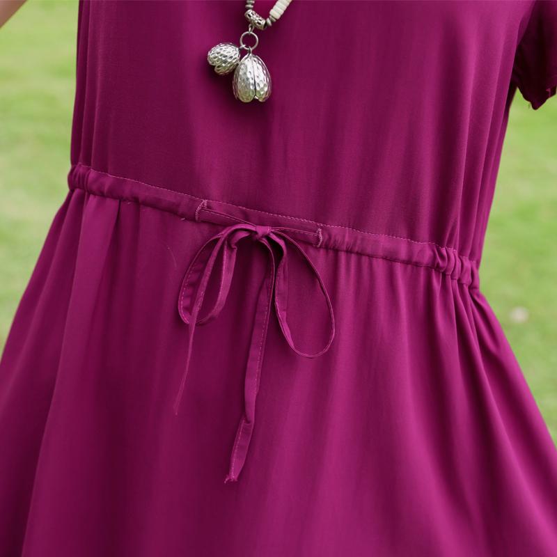 Elegant Women's Summer Dress Plus Size Short Sleeve Casual Long Dresses Vintage Clothes