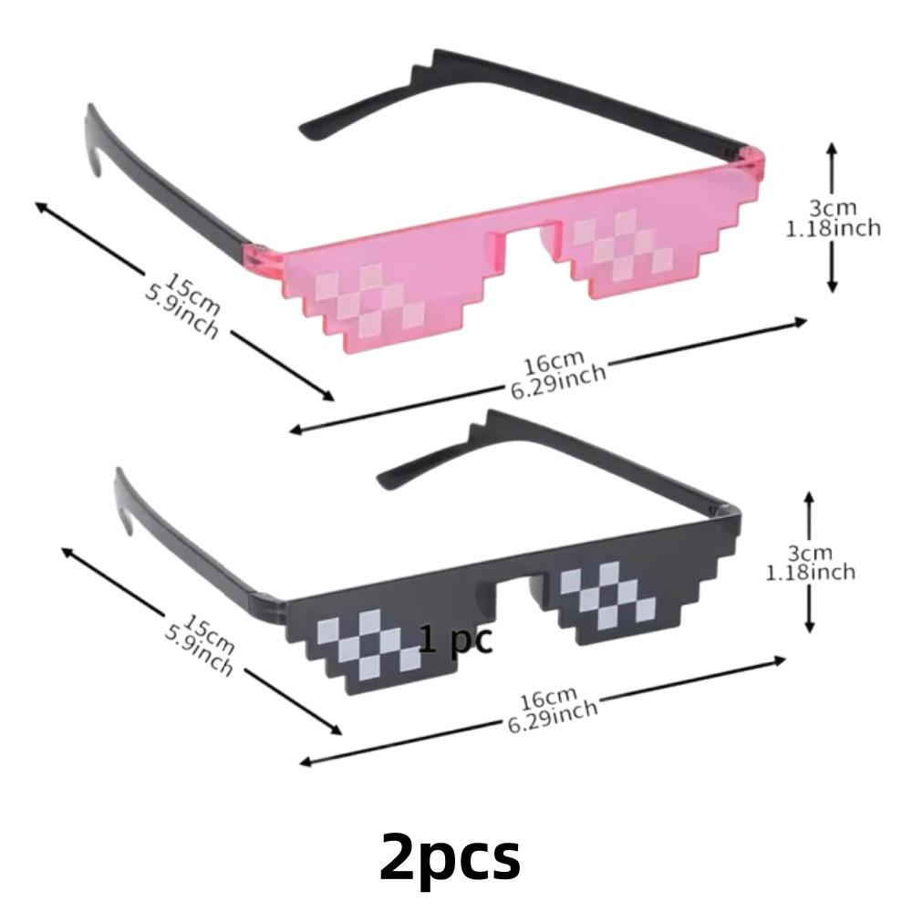 Mosaic Funny Party Glasses Festival Party Photo Props Anime Pixel Glasses Pixelated-Meme Gamer Decor Favor Funny Creative Gifts