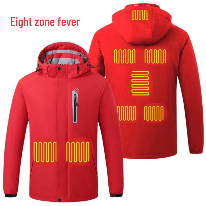 Smart Heated Hooded Ski Jacket - Warm, Thick Cotton for Winter Sports