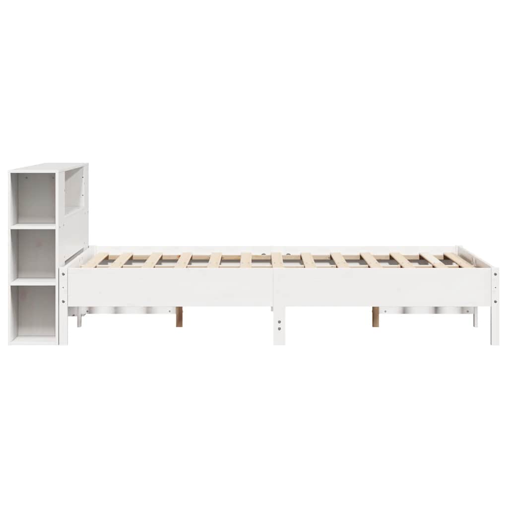 Vidaxl Bed With Shelf, Without Mattress, White, 160X200 Cm, Pine