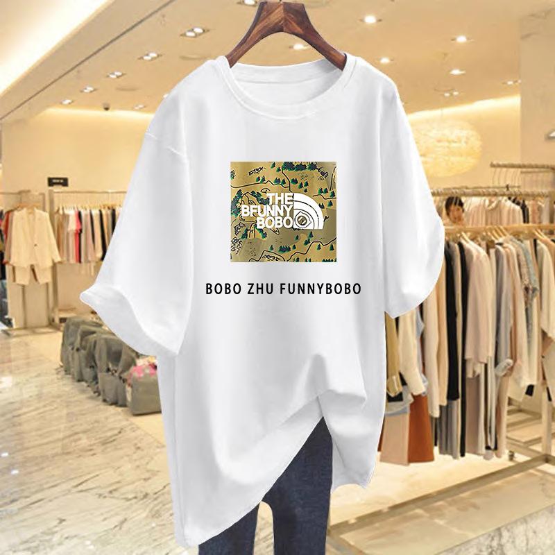 

2025 spring and summer new Si design sense printing loose cotton short-sleeved T-shirt women s short-sleeved bottoming shirt ins S