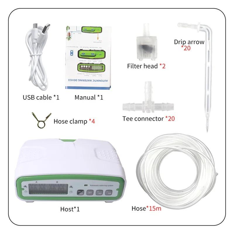 

Автоматическая система полива с двумя насосами, комплект для орошения с 30-дневным программируемым таймером подачи воды для теплицы в помещении, гидропоники