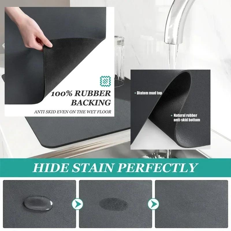 3D Fresh Flower Pattern Absorbent Tableware Dish Drying Mat Kitchen Bottle Anti-slip Rug Luxury Kettle Dinnerware Counter Tool