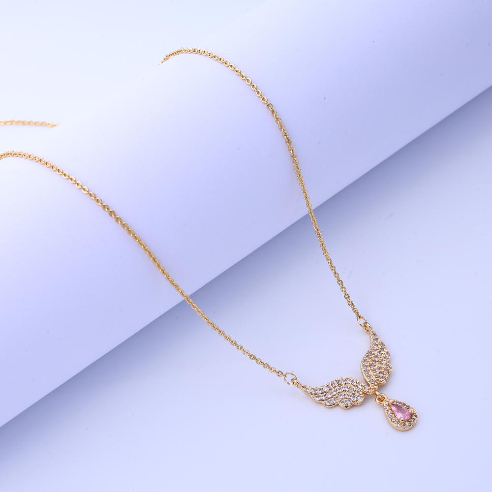 Copper gold-plated angel wings necklace women's high-end sense of light luxury, simple niche wing pendant, versatile fashion jew