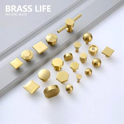 Maniglie per mobili rotonde in ottone dorato BRASSLIFE per cassetti, armadietti da cucina, armadi, scarpiere, porte