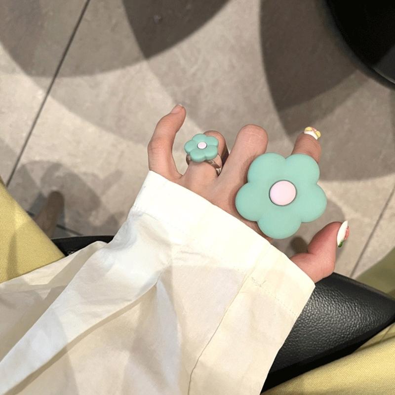 Flower Shape Cute Rings Couple Rings Friendships Finger Rings Jewelry Cartoon Rings Resin Material Gift for Children