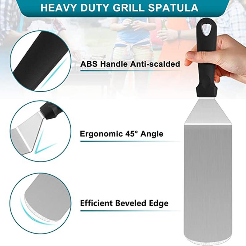 2/4Pcs Metal Spatula Griddle Accessories Set, Stainless Steel Scraper Flat Spatula Pancake Flipper Burger Turner for BBQ Grill