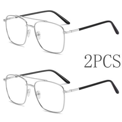 2PCS Anti Blue Light Glasses Double Girder Metal Eyewear Women Men Driving Eyeglas Blue Light Blocking Man Lady Computer Eyeglas