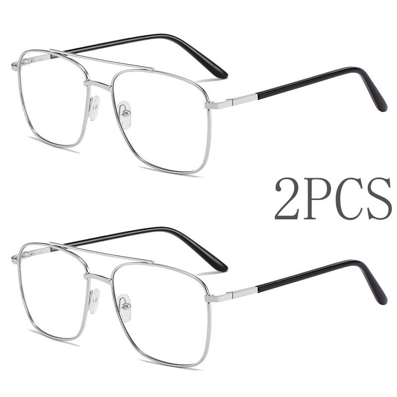 2PCS Anti Blue Light Glasses Double Girder Metal Eyewear Women Men Driving Eyeglas Blue Light Blocking Man Lady Computer Eyeglas