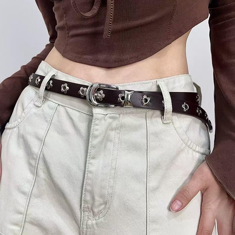 

Spice Girls Punk Metal Buckle Rivets Black Double-layer Cross Fine Belt for Women Personality Fashion Body Chain Body Jewelry