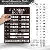 Magnetic Changeable Business Hours Sign, Metal Hours of Operation Signs for Business, Store Hours Sign for Glass Door or Window (BLACK)