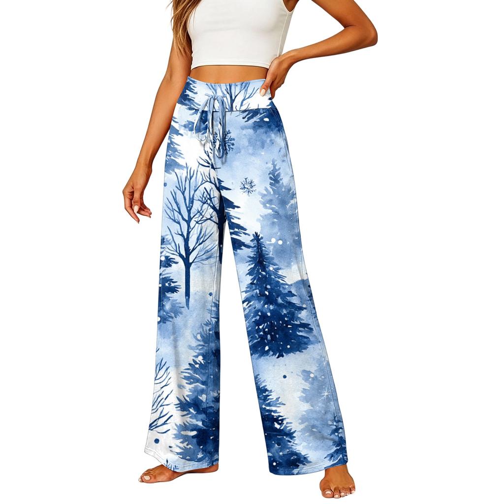 Women's Elastic Waist Casual Straight Leg Pants with Pockets for Everyday Wear