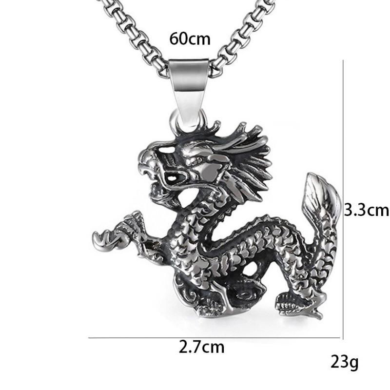 New Creative Zodiac Dragon Pendant for Men, Titanium Steel Dragon Necklace, Trendy Titanium Steel Jewelry Pendant