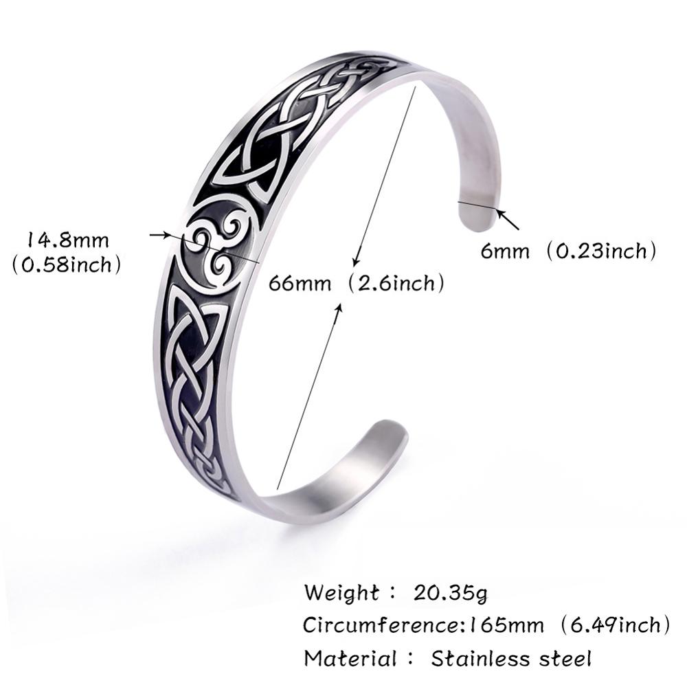 Stainless Steel Nordic Celtic Knot Bracelet Men s Witchcraft Symbol Amulet Bracelet Adjustable Cuff Bracelet Birthday Gift