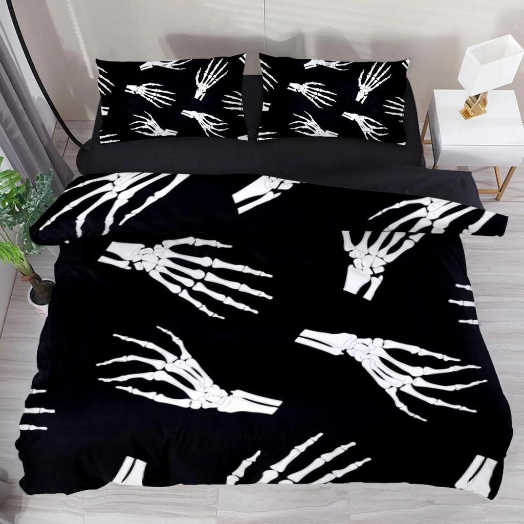Skull Duvet Cover Set King, Skull Beauty Printed Duvet Cover Set Ride or Die Motor Bedding Set,Corner Tipes Gothic Skull Bedding