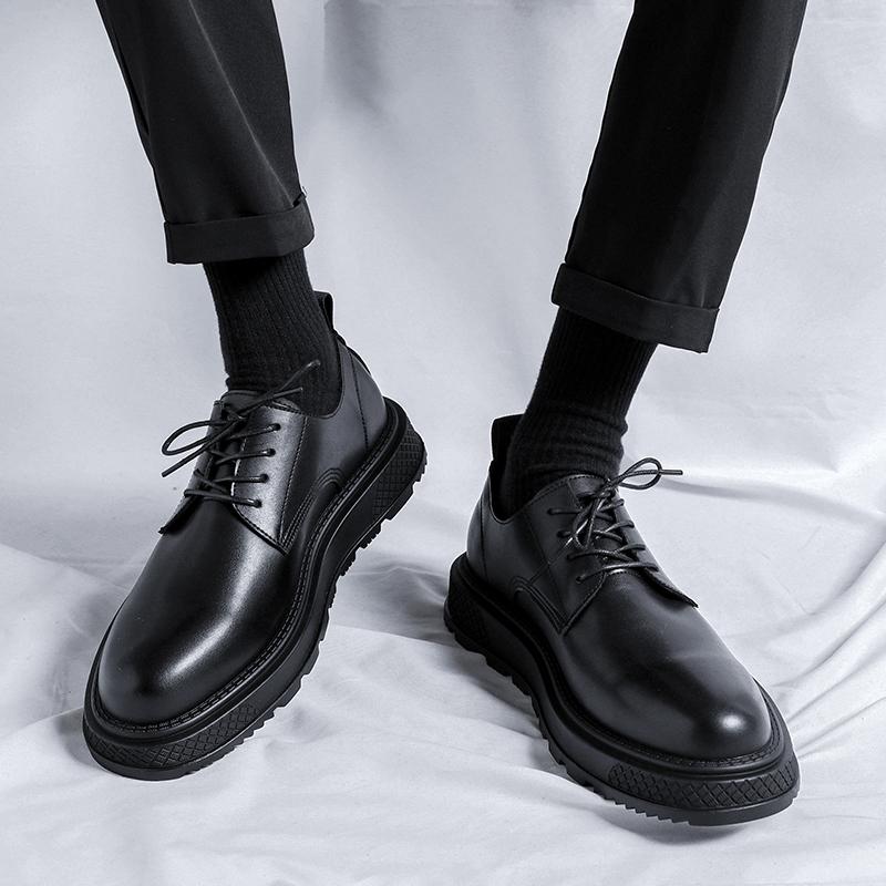 Fashion New trend  Men's Leisure business Men Fashion British leather shoes Lace-up Retro Fashion Party Wedding Thick Sole Men's Shoes