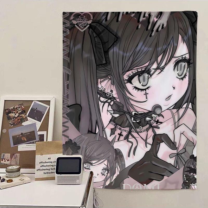 Cute Japanese Anime Tapestry Wall Hanging for Girls Bedroom Dormitory Photo Background Headboard Design 74x94cm(29x37in)