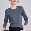 White Women's Long-sleeved Bottoming Shirt Spring and Autumn New Shirt with T-shirt Mercerized Cotton Stunning Top
