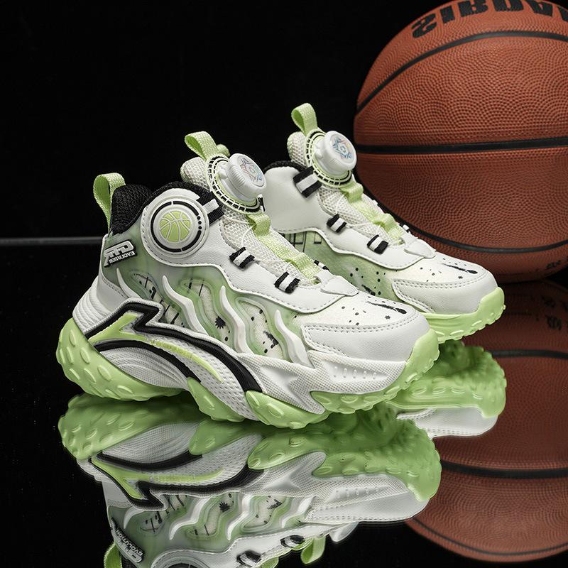 High-Top Basketballschuhe für Kinder - Herbst/Winter 2025 Leder, Drehverschluss, Abriebfeste Laufschuhe