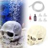 1 Set Teschio in Resina Decorazione Acquario – Grotta per Allevamento Pesci, Gamberetti e Rettili con Pietra Porosa Integrata per Ossigenazione | Ornamento per Acquario di Halloween
