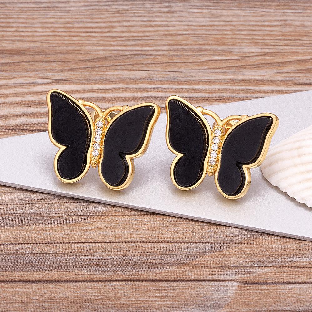 New Design Hot Sale Fashion Luxury 9 Colors Shell Boho Butterfly Stud Earrings for Women Lucky Romantic Anniversary Jewelry