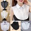 Women's Solid Colour Black White Vertical Small Flip Collar Versatile Shirt Jumper Jumper Fashion Lace False Collar Four Seasons