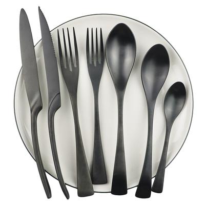 7pcs/set 304 Stainless Steel Dinnerware Set Black Cutlery Set Steak Knife Fork Spoon Dinner Set Kitchen Tableware Silverware Set