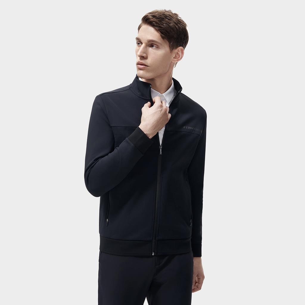 FILA Solid Color Stand Collar Zip Jacket Men jackets Black F11M312501F-BK