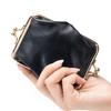 New Compact Retro Double Clip Clip Change Bag Women's European and American First Layer Oil Wax Leather Coin Bag Storage Bag Fans