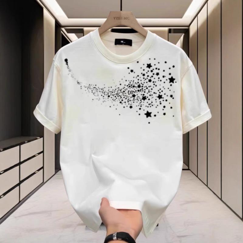 Herren Kurzarm-T-Shirt mit Sternenmuster | Lässiges Grafik-T-Shirt mit Farbverlauf-Punkt-Design