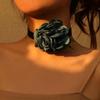 Temperament Romantisk Stor Rose Blomma Halsband Bred Svart Sammet Choker För Kvinnor Mode Hals Smycken Fest Present Hals Smycken
