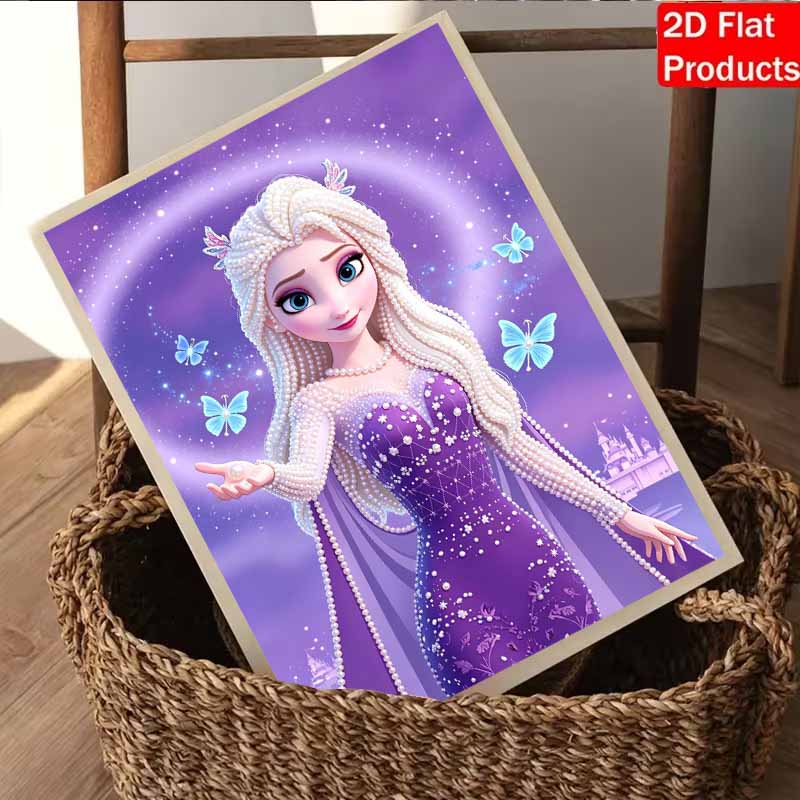 Disney DIY Pearl Art Painting Frozen Anna Purple Pearl Dress Home Wall Decoration Pearl Gemstone Painting Pictures Crafts Home Decoration