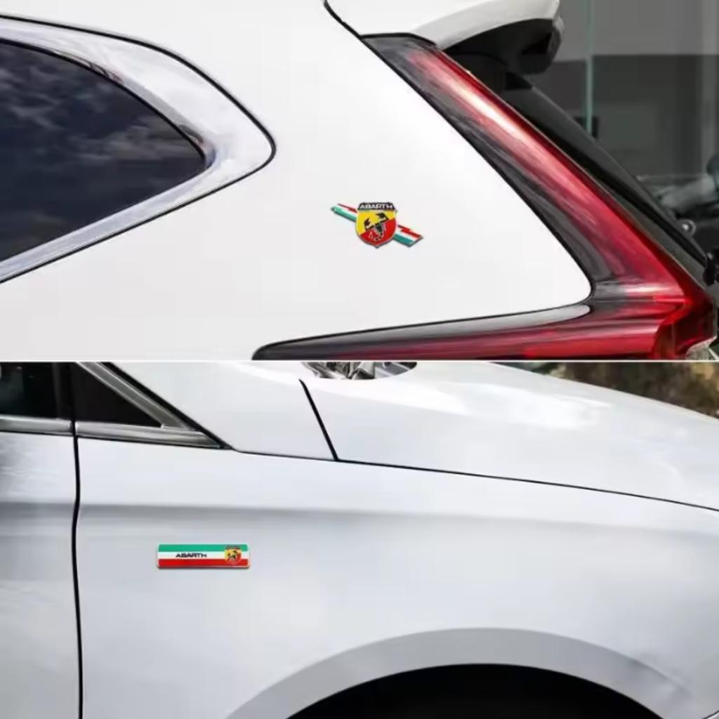 3D Aluminum Car Rear Trunk Fender Emblem Badge Sticker Decals for Abarth 500 124 Punto Ducato Palio Bravo Accessories