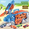 New Ejection Dinosaur Deformation Track Car Foldable Track Alloy Deformation Dinosaur Transport Car with Alloy Car Toy Gift