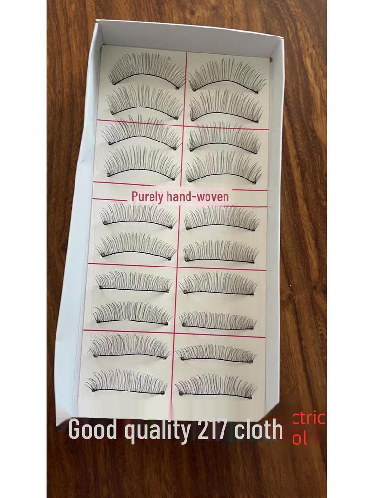 217 handgefertigte falsche Wimpern – 10 Paar im natürlichen Stil, gekreuzter Baumwollstiel für Bühnen-Make-up
