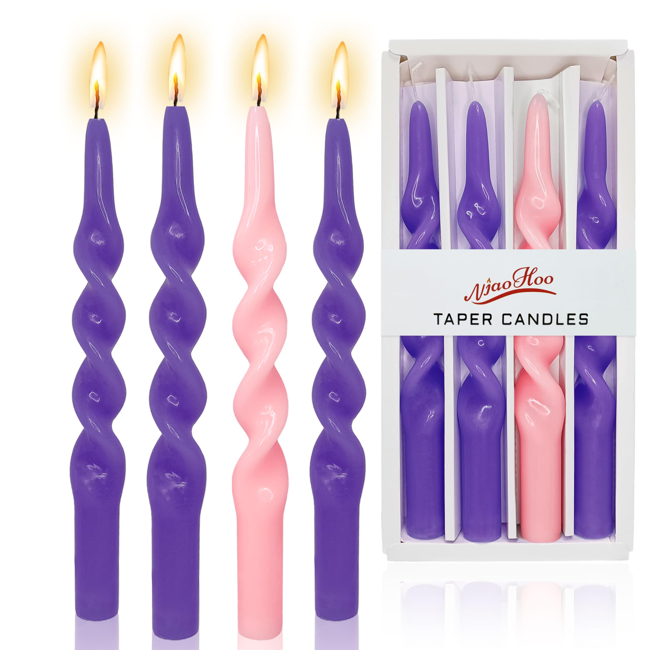 10inch Spiral Taper Candles Twisted Halloween Candlesticks Unscented Tapered Candles for Dinner Home Decor Party Wedding, 4 Pcs 10inch(25.40cm)