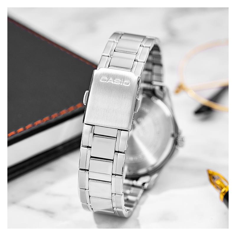 Casio STANDARD Series Business Casual Simple Waterproof Quartz Movement Stainless Steel Strap Japanese and Korean Watch Men's Watch Blue MTP-1384D-2A
