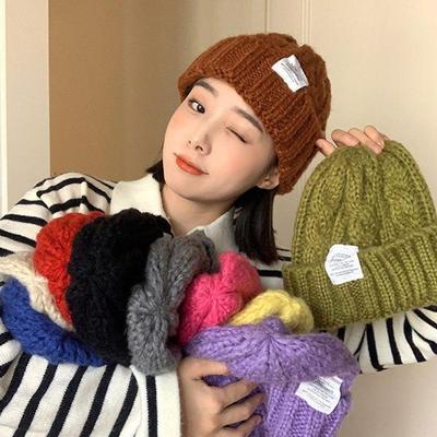 Gorro Corto de Lana Tejida con Pelo Retorcido para Pareja de Invierno