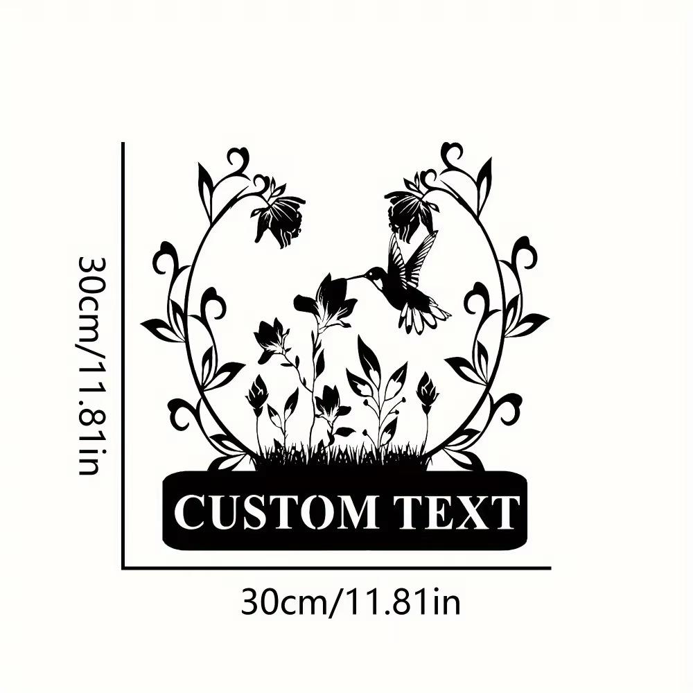 Personalized Metal Sign Floral Silhouette Wall Art Garden Gift