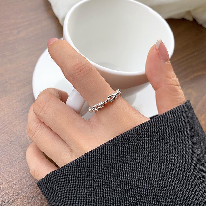 

Lan Zhi 925 Sterling Silver Knot Ring - Versatile, Unique Design, Non-Fading Adjustable