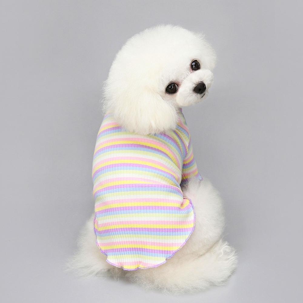 Striped Design Pet Long Sleeve Shirt Rainbow Two Legged Puppy Vest Autumn Winter Season