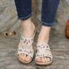 2025 Zomer Dames Wedge Sandalen Premium Orthopedische Open Teen Slipper Vintage Antislip Leer Casual Vrouwelijke Platform Geborduurde Schoenen