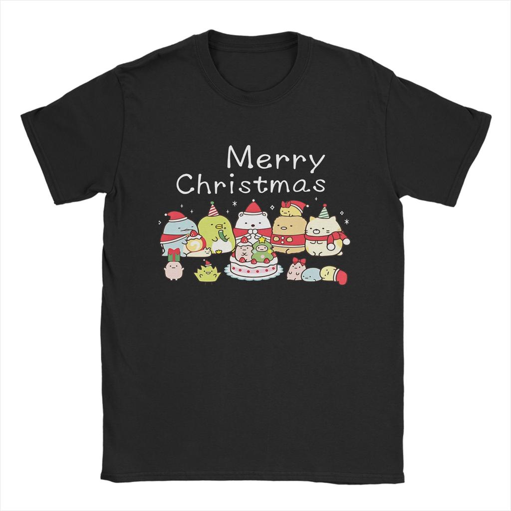 Sumikko Gurashi Merry Christmas T Shirt Unisex Unisexs Cotton Novelty Tshirt O Neck Tees Short Sleeve Tops Gift Idea